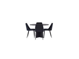 ebuy24 Bootcut eethoek tafel zwart en 4 Night stoelen zwart.