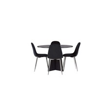 ebuy24 Bootcut eethoek tafel zwart en 4 Polar stoelen zwart.