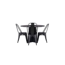 ebuy24 Bootcut eethoek tafel zwart en 4 Tempe stoelen zwart.
