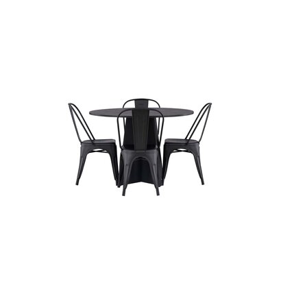 ebuy24 Bootcut eethoek tafel zwart en 4 Tempe stoelen zwart.