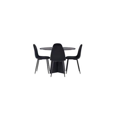 ebuy24 Bootcut eethoek tafel zwart en 4 Polar stoelen zwart.