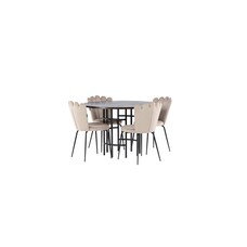 ebuy24 Copenhagen eethoek tafel mokka en 4 Limhamn stoelen beige.