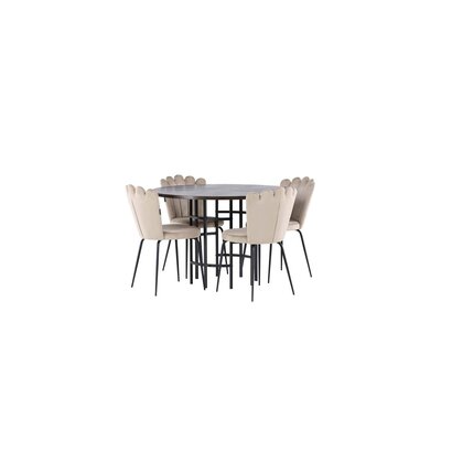 ebuy24 Copenhagen eethoek tafel mokka en 4 Limhamn stoelen beige.