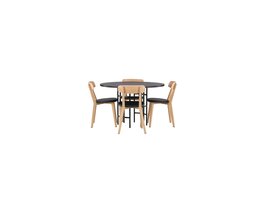 ebuy24 Copenhagen eethoek tafel zwart en 4 Sanjos stoelen naturel.