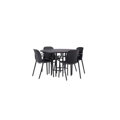 ebuy24 Copenhagen eethoek tafel zwart en 4 baltimore stoelen zwart.