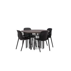 ebuy24 Stone eethoek tafel mokka en 4 baltimore stoelen zwart.