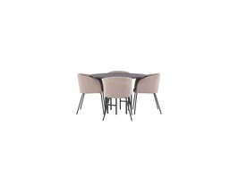 ebuy24 Copenhagen eethoek tafel zwart en 4 berit stoelen beige.