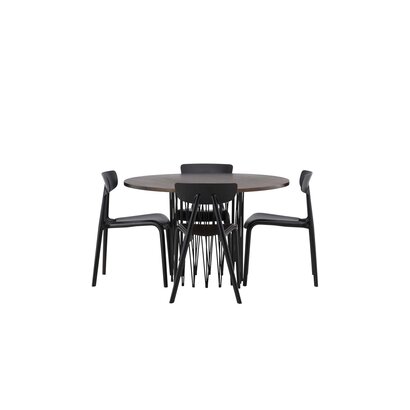 ebuy24 Stone eethoek tafel mokka en 4 Ursholmen stoelen zwart.