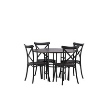ebuy24 Copenhagen eethoek tafel mokka en 4 Crosett stoelen zwart.