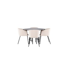 ebuy24 Copenhagen eethoek tafel mokka en 4 berit stoelen beige.