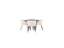 ebuy24 Copenhagen eethoek tafel mokka en 4 berit stoelen beige.