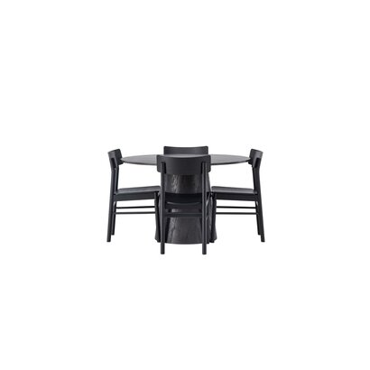 ebuy24 Lanzo eethoek tafel mokka en 4 Montros stoelen zwart.