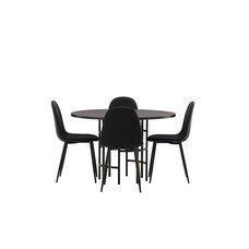 ebuy24 Copenhagen eethoek tafel zwart en 4 Polar stoelen zwart.