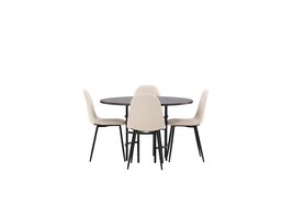 ebuy24 Copenhagen eethoek tafel mokka en 4 Polar stoelen beige.