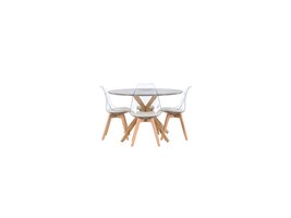 ebuy24 Piazza eethoek tafel grijs en 4 Edvin stoelen transparant.