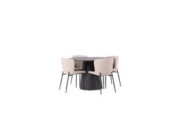 ebuy24 Lanzo eethoek tafel mokka en 4 Modesto stoelen beige.