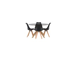 ebuy24 Piazza eethoek tafel grijs en 4 Zeno stoelen zwart.