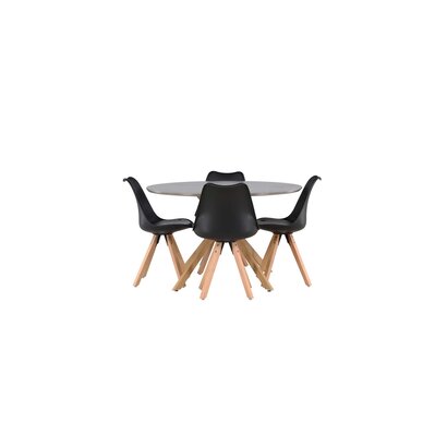 ebuy24 Piazza eethoek tafel grijs en 4 Zeno stoelen zwart.