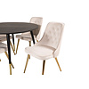 ebuy24 DippÃ˜115BLBR eethoek eetkamertafel zwart en 4 Velvet Deluxe eetkamerstal velours beige, messing decor.