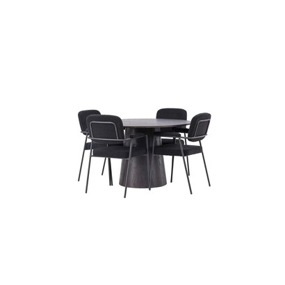ebuy24 Lanzo eethoek tafel mokka en 4 Yesterday stoelen zwart.