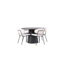 ebuy24 Lanzo eethoek tafel mokka en 4 Chico stoelen wit.