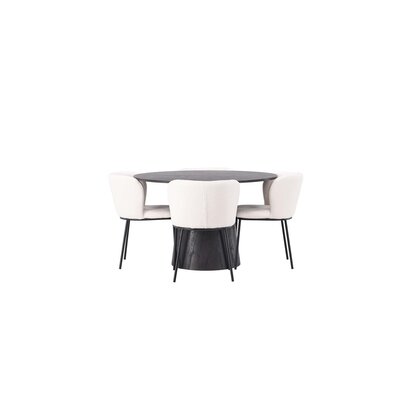 ebuy24 Lanzo eethoek tafel mokka en 4 Edina stoelen wit.