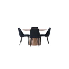 ebuy24 Lanzo eethoek tafel naturel en 4 Night stoelen zwart.