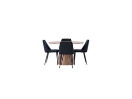 ebuy24 Lanzo eethoek tafel naturel en 4 Night stoelen zwart.