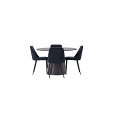 ebuy24 Lanzo eethoek tafel mokka en 4 Night stoelen zwart.