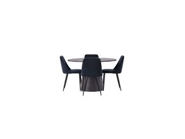 ebuy24 Lanzo eethoek tafel mokka en 4 Night stoelen zwart.