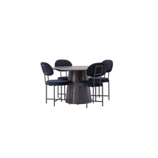 ebuy24 Lanzo eethoek tafel mokka en 4 Stella stoelen zwart.