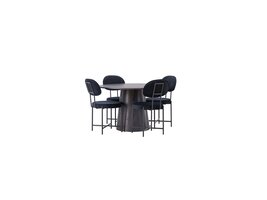 ebuy24 Lanzo eethoek tafel mokka en 4 Stella stoelen zwart.