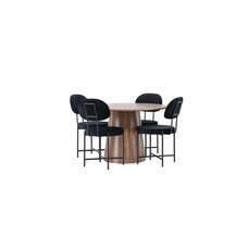ebuy24 Lanzo eethoek tafel naturel en 4 Stella stoelen zwart.