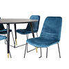 ebuy24 DippÃ˜115BLBR eethoek eetkamertafel zwart en 4 Muce eetkamerstal velours blauw.