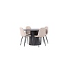 ebuy24 Lanzo eethoek tafel mokka en 4 Polar stoelen beige.