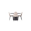 ebuy24 Lanzo eethoek tafel mokka en 4 Polar stoelen beige.