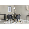 ebuy24 DippÃ˜115BLBR eethoek eetkamertafel zwart en 4 Velvet eetkamerstal PU kunstleer zwart.