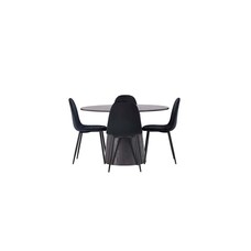 ebuy24 Lanzo eethoek tafel mokka en 4 Polar stoelen zwart.
