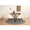 ebuy24 DippÃ˜115BLBL eethoek eetkamertafel zwart en 4 Velvet Stitches eetkamerstal velours beige.