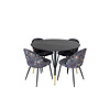ebuy24 DippÃ˜115BLBR eethoek eetkamertafel zwart en 4 Velvet eetkamerstal velours gebloeid.