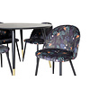 ebuy24 DippÃ˜115BLBR eethoek eetkamertafel zwart en 4 Velvet eetkamerstal velours gebloeid.