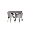 ebuy24 Dipp eethoek tafel zwart en 4 Velvet stoelen grijs.