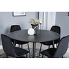 ebuy24 DippÃ˜115BLBR eethoek eetkamertafel zwart en 4 Polar Diamond eetkamerstal velours zwart.