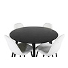 ebuy24 DippÃ˜115BLBL eethoek eetkamertafel zwart en 4 Polar Fluff eetkamerstal Teddy wit.