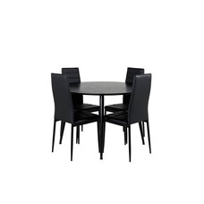 ebuy24 DippÃ˜115BLBL eethoek eetkamertafel zwart en 4 Slim High Back eetkamerstal PU kunstleer zwart.