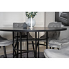 ebuy24 Copenhagen eethoek eetkamertafel bruin en 6 Velvet Deluxe eetkamerstal velours lichtgrijs.