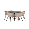 ebuy24 Copenhagen eethoek eetkamertafel bruin en 6 Berit eetkamerstal beige.