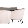 ebuy24 Copenhagen eethoek eetkamertafel bruin en 6 Berit eetkamerstal velours beige.