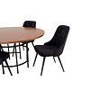 ebuy24 Copenhagen eethoek eetkamertafel bruin en 4 Velvet Deluxe eetkamerstal velours zwart.