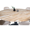 ebuy24 Cirebon140 eethoek eetkamertafel teakhout en 4 Polar eetkamerstal velours beige.